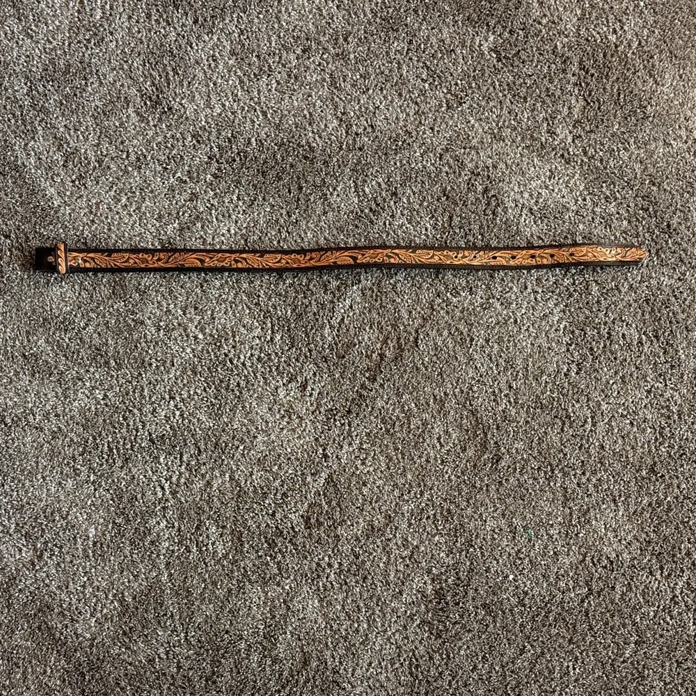 Elegant Brown Carved Belt